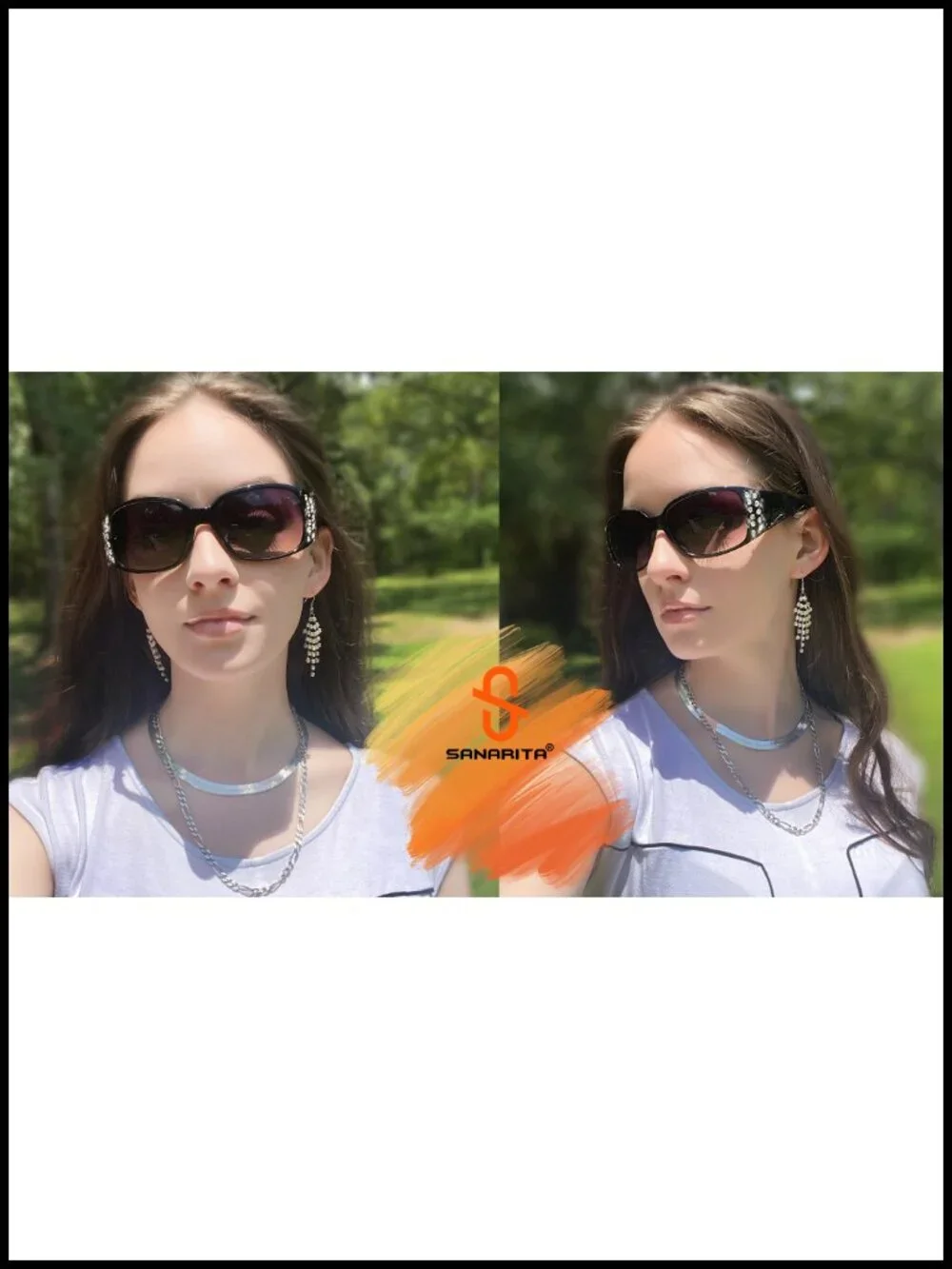 Polarized Oval Rhinestone Bling Sunglasses for Women UV Protection